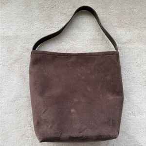 Brown Suede Shoulder Tote